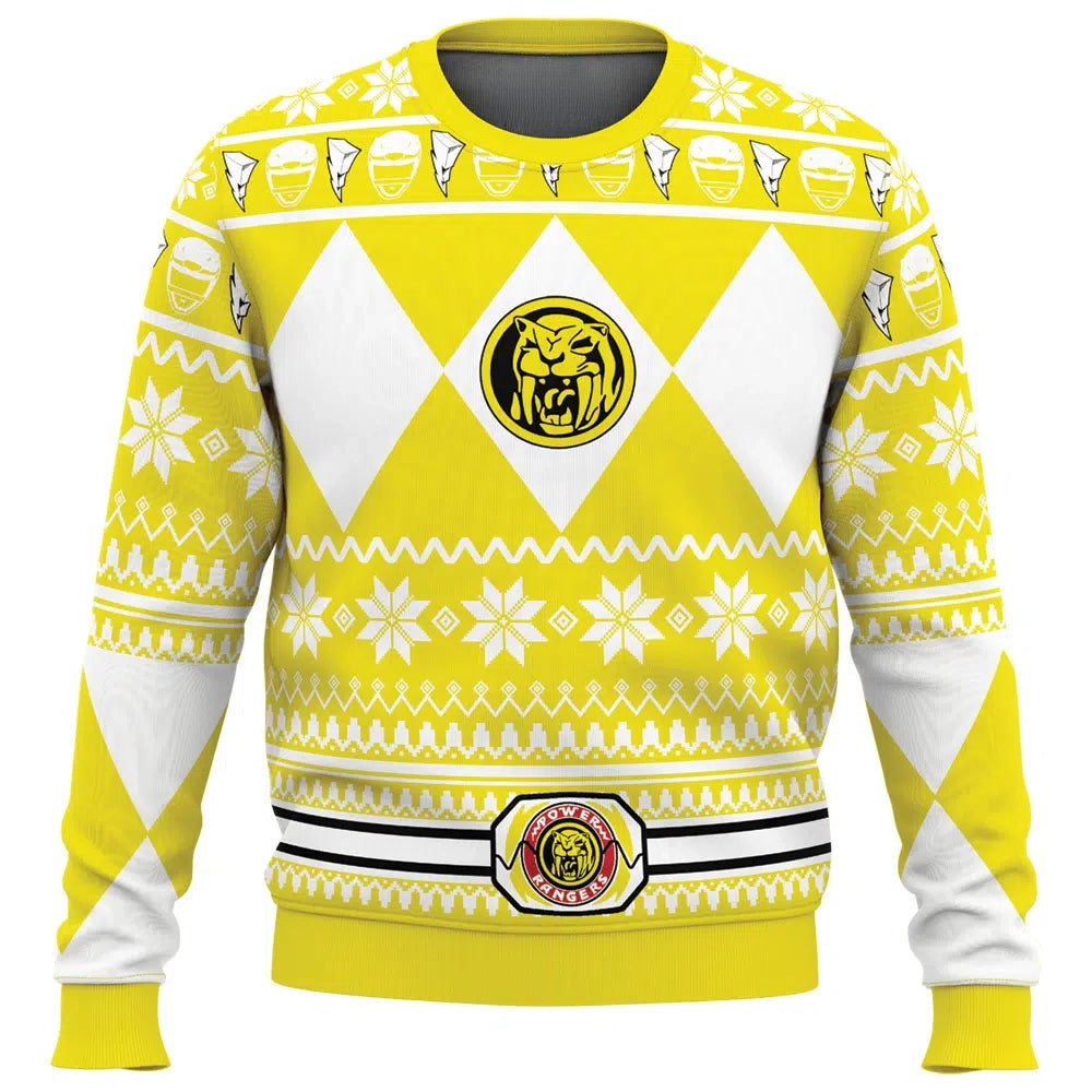 Mighty Morphin Yellow Ranger Power Rangers Ugly Christmas Sweater