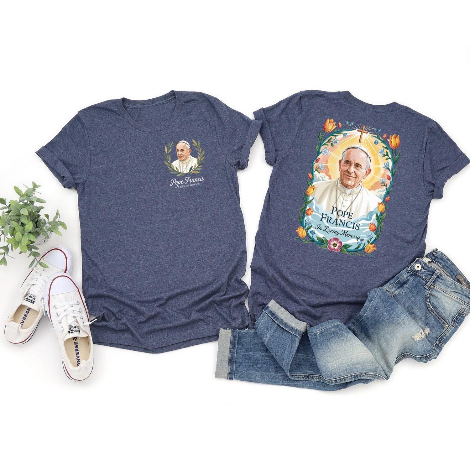 2 sided Pope Francis Shirt, RIP Pope Francis Shirts, Memorial Pope Francis Papa Shirt,Papa Francis 1936-2025, Pope Francis Rest In Peace Tees