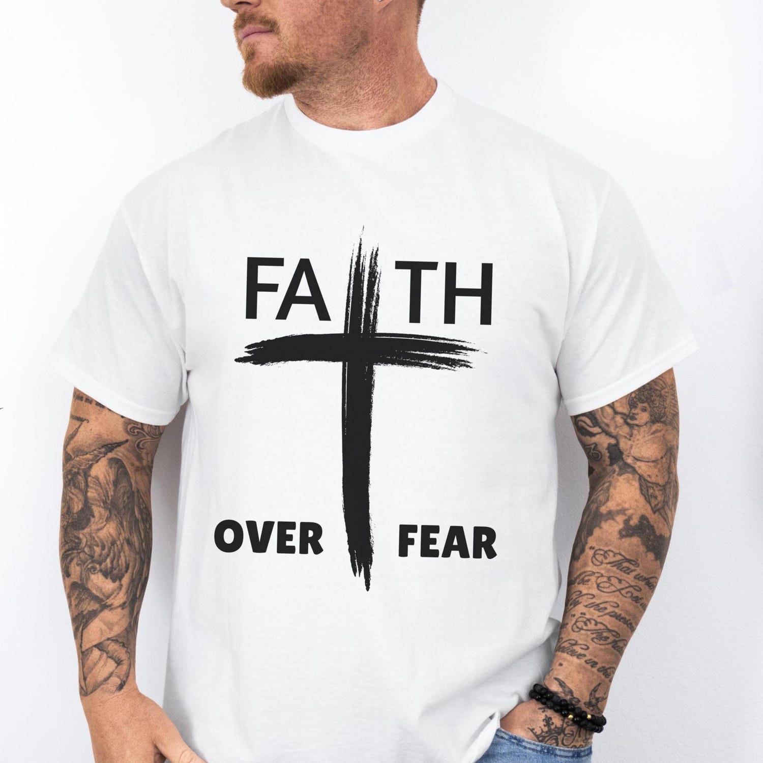 Faith Over Fear Shirt, Jesus Shirt, Religious Shirts, Faith Tshirt, Christian Apparel, Psalm 23:4, Christian Shirt, Bible Verse Tee