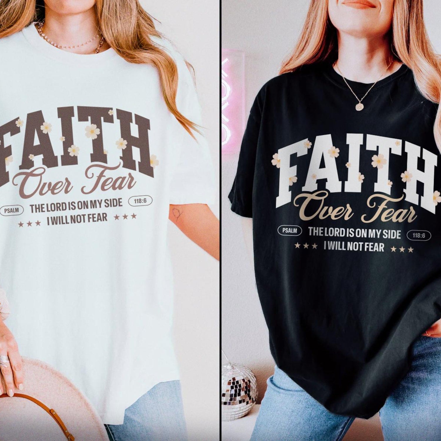 Comfort Colors Faith Over Fear Christian Crewneck Christian Shirt Christian Streetwear Bible Verse Shirt Christian Merch Faith Based Shirt