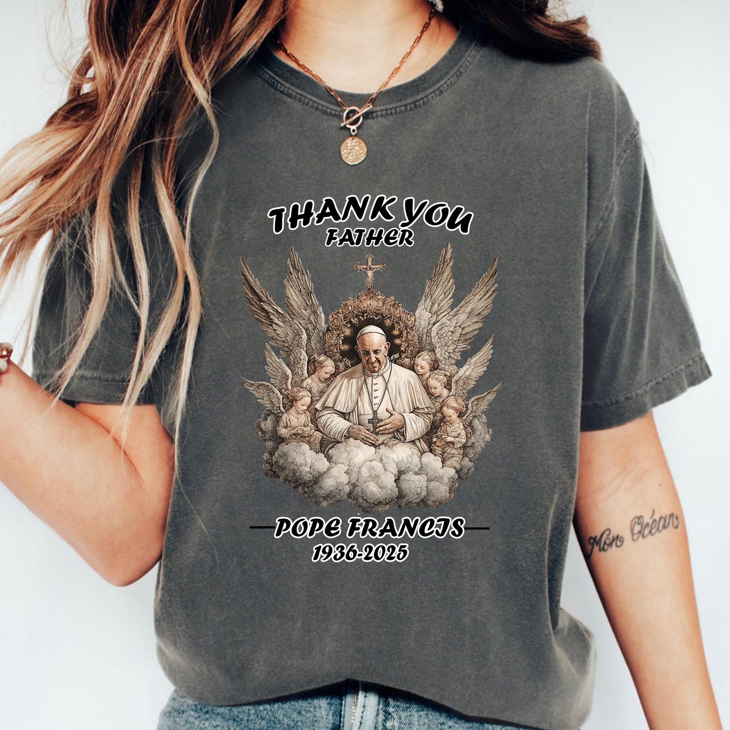 Thank You Father - Pope Francis Memorial shirt, Pope Francis Tribute 1936-2025, Religious Rip Pope shirt