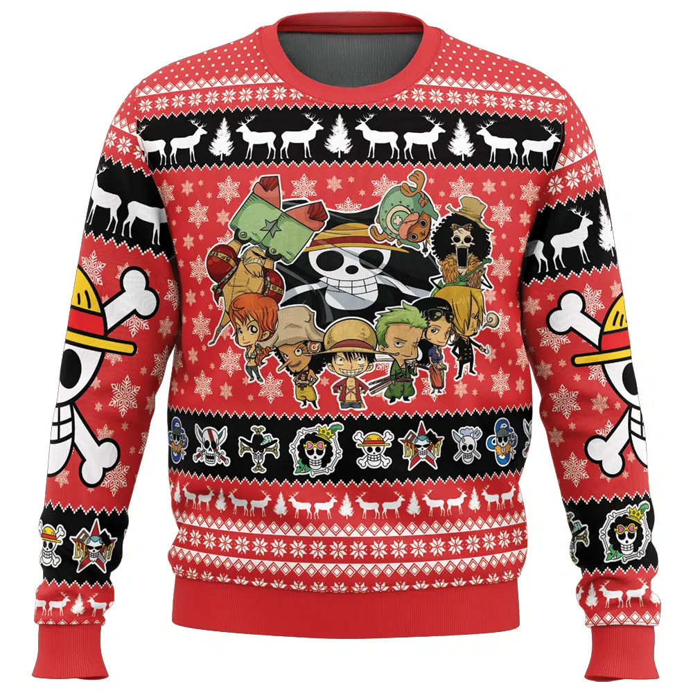 Chibi Straw Hat Pirates One Piece Ugly Christmas Sweater