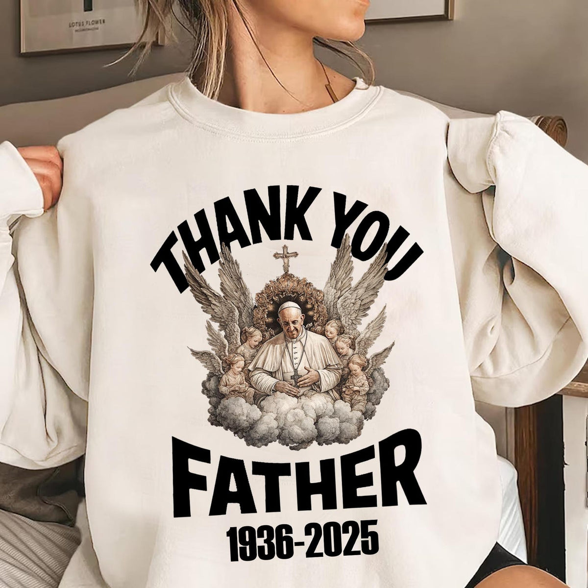 Thank You Father Pope Francis shirt, Memorial Tribute Tee 1936-2025, Catholic Christian Gift, Vatican Angel Art, RIP Pope Francis shirt
