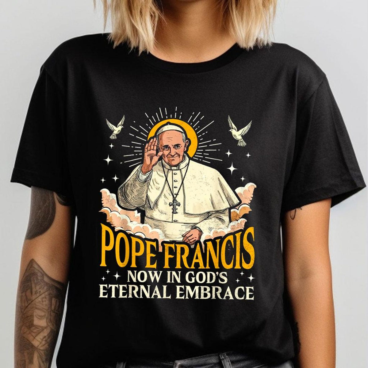 Pope Francis Now In God's Shirt, Pope Francis Tee, Pray for Pope Francis Shirt, Vatican Catholic Tee, Christian Quote Tee