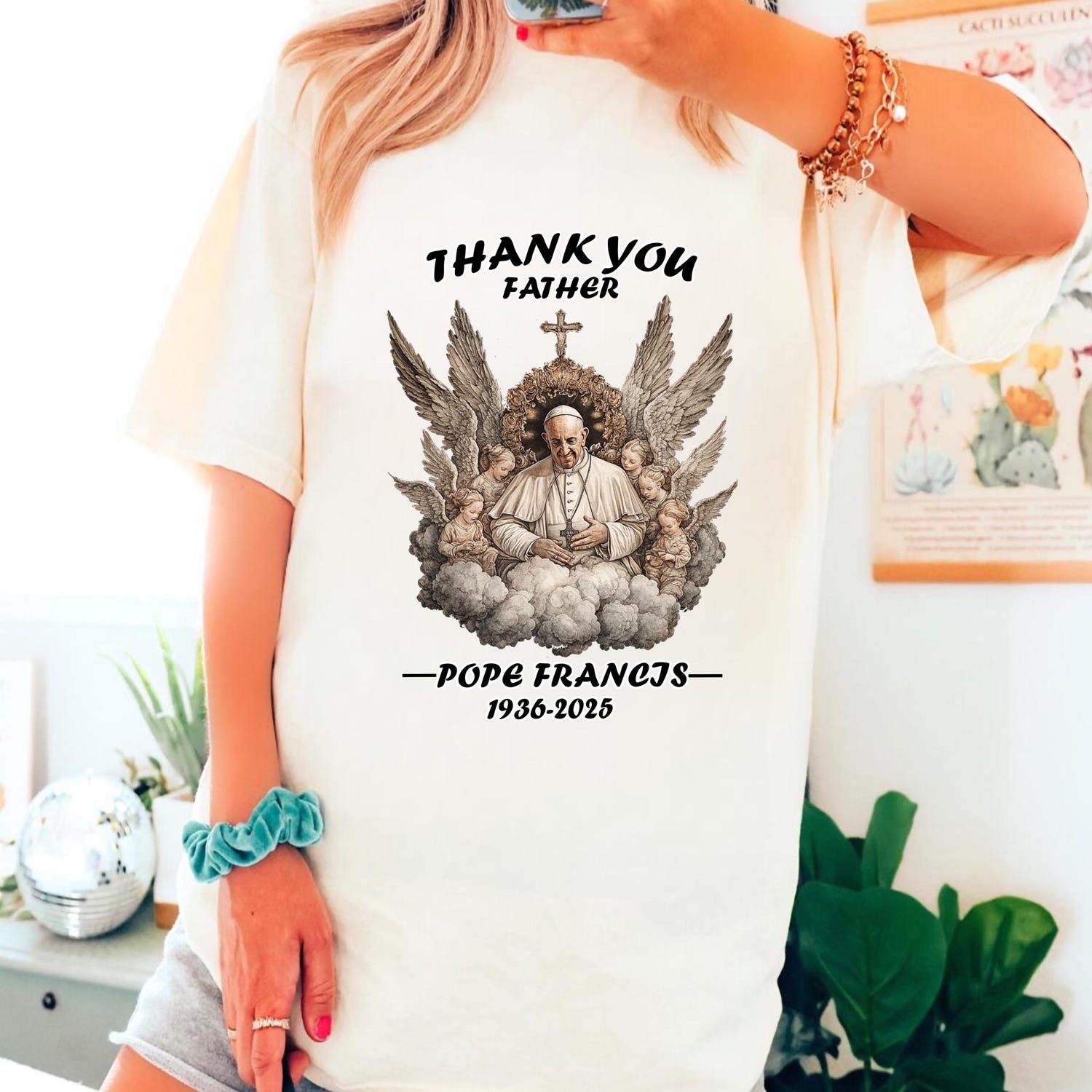 Thank You Father - Pope Francis Memorial shirt, Pope Francis Tribute 1936-2025, Religious Rip Pope shirt