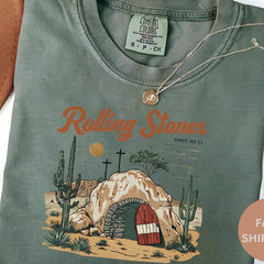 Comfort Colors� Rolling Stones Shirt, Trendy Easter Clothing, Jesus Christ Shirt, Gift For Christian, Faith-Based Graphic Tee, Easter Gift