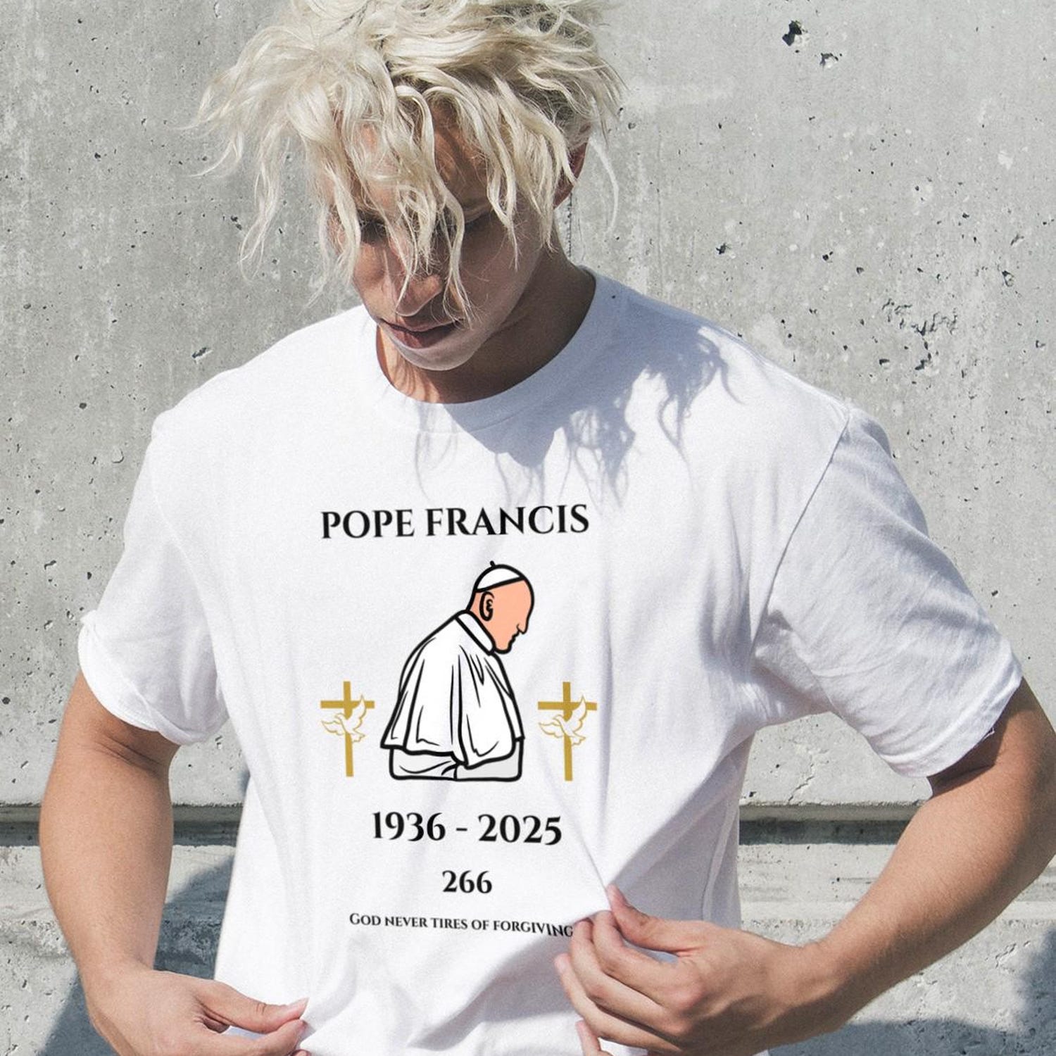Pope Francis Commemorative T-Shirt, Vatican Catholic Tee, Religious Gift, Unisex Jersey Top, Christian Quote Shirt, Crucifix Graphic Apparel