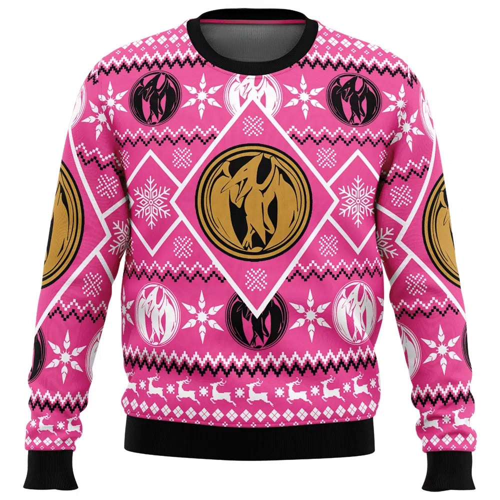 Christmas Pink Ranger Power Rangers Ugly Christmas Sweater