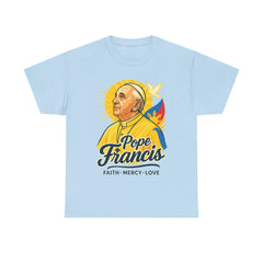 Pope Francis Inspirational Tee, Faith Mercy Love Shirt, Unisex Cotton T-Shirt for Spiritual Gifts, Religious Apparel, Catholic Merchandise