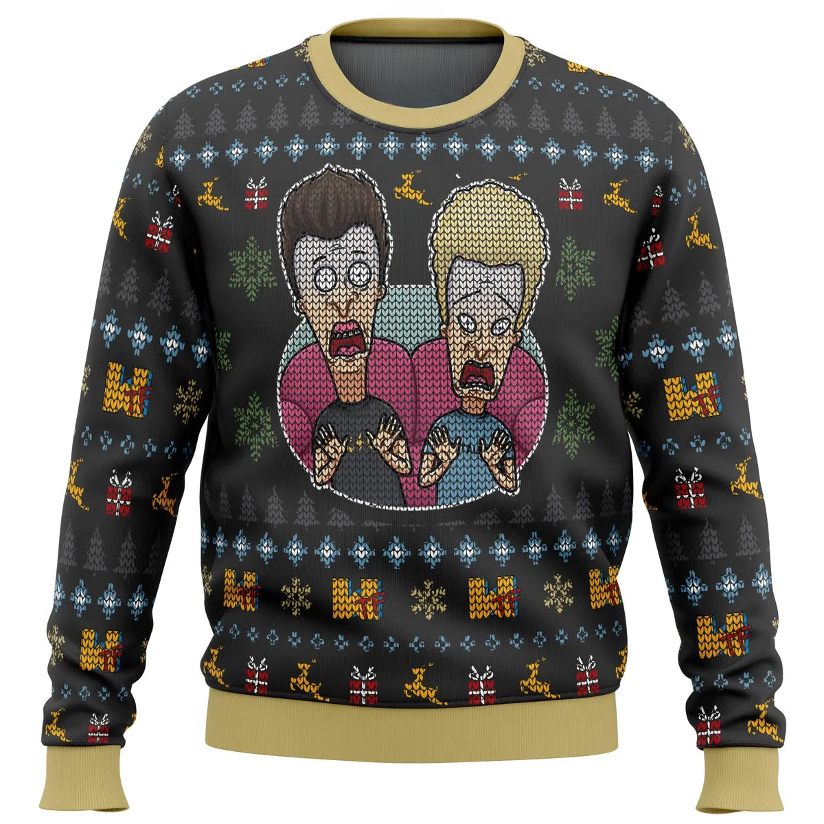 Beavis and Butthead Surprise Reaction Ugly Christmas Sweater