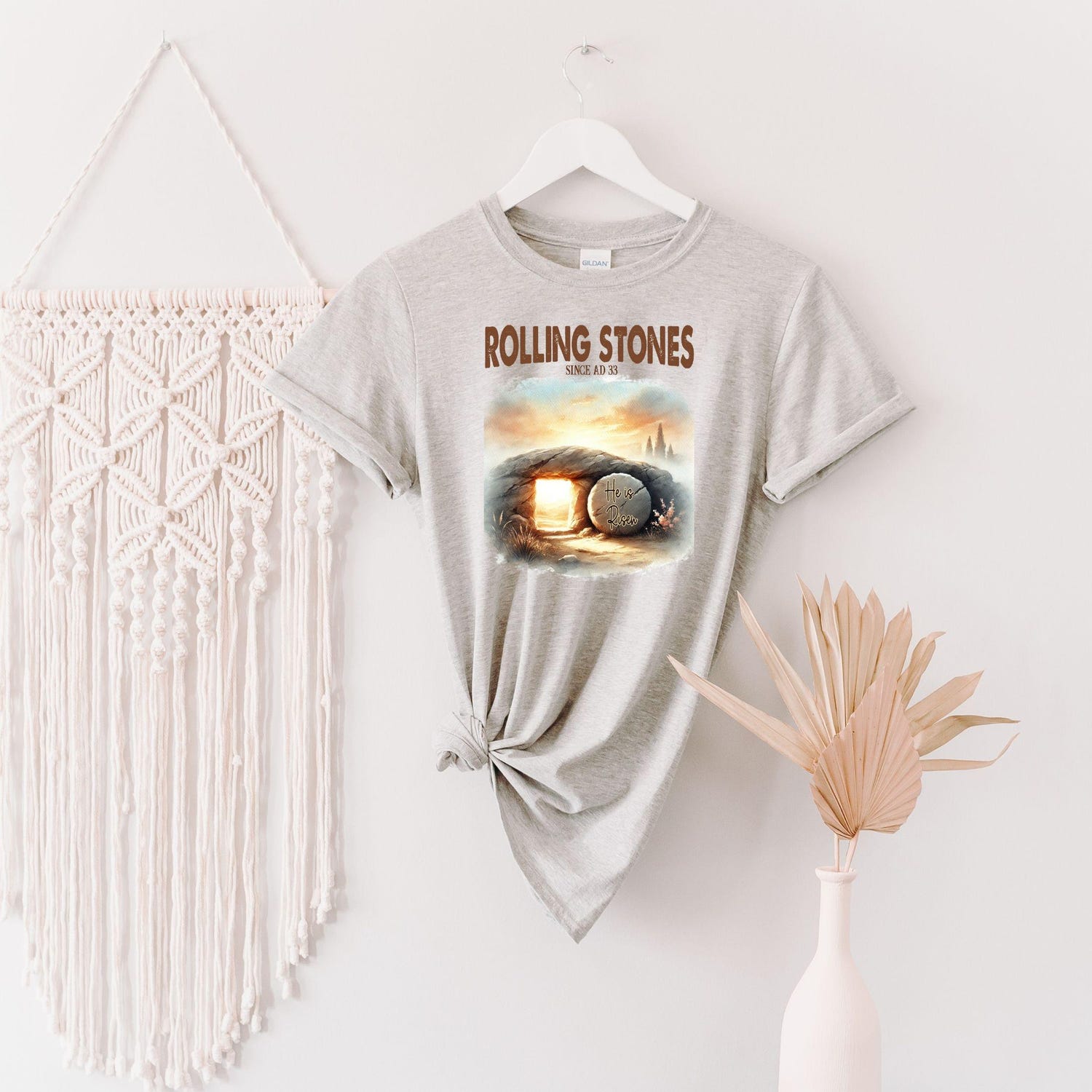 Rolling Stones T-Shirt, Trendy Easter Clothing, Jesus Christ Shirt, Gift For Christian, Faith-Based Graphic Tee, Gift For Her