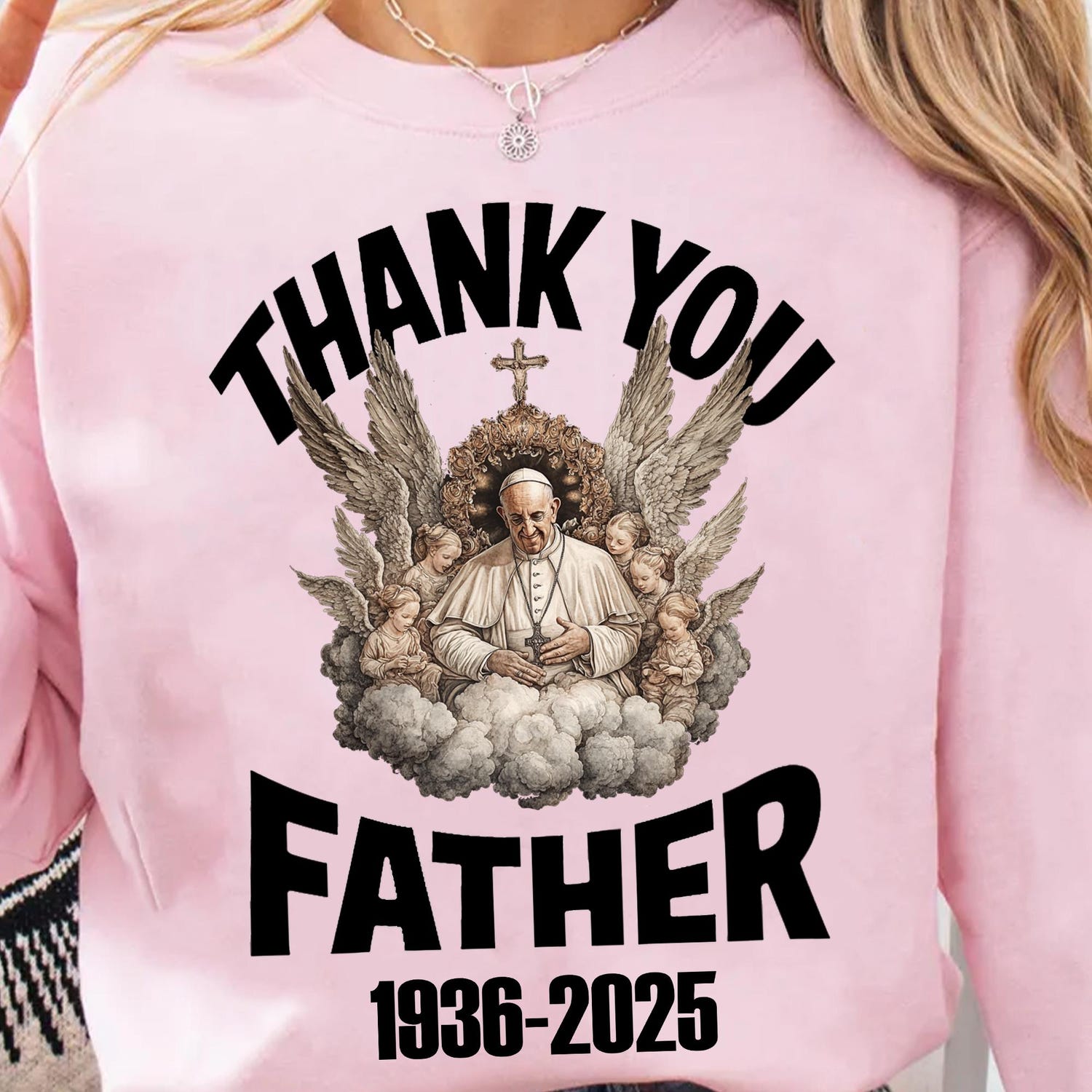 Thank You Father Pope Francis shirt, Memorial Tribute Tee 1936-2025, Catholic Christian Gift, Vatican Angel Art, RIP Pope Francis shirt