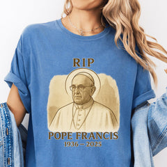 Pope Francis RIP Shirt, Catholic Memorial Tribute Tee, Christian Religious Grief Shirt, In Loving Memory 1936�2025 Gift