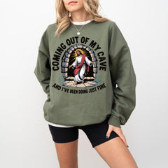 Jesus Coming Out Of My Cave And I'Ve Been Doing Just Fine T-shirt, Christian Rolling Stones Sweatshirt, Easter Christian Gift, He is risen