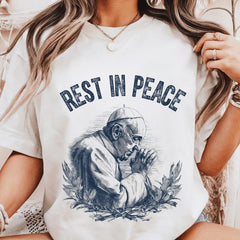 Rest in Peace Pope Francis T-Shirt � Memorial Catholic Shirt � Tribute Christian Tee � Prayer Graphic Vintage Sketch