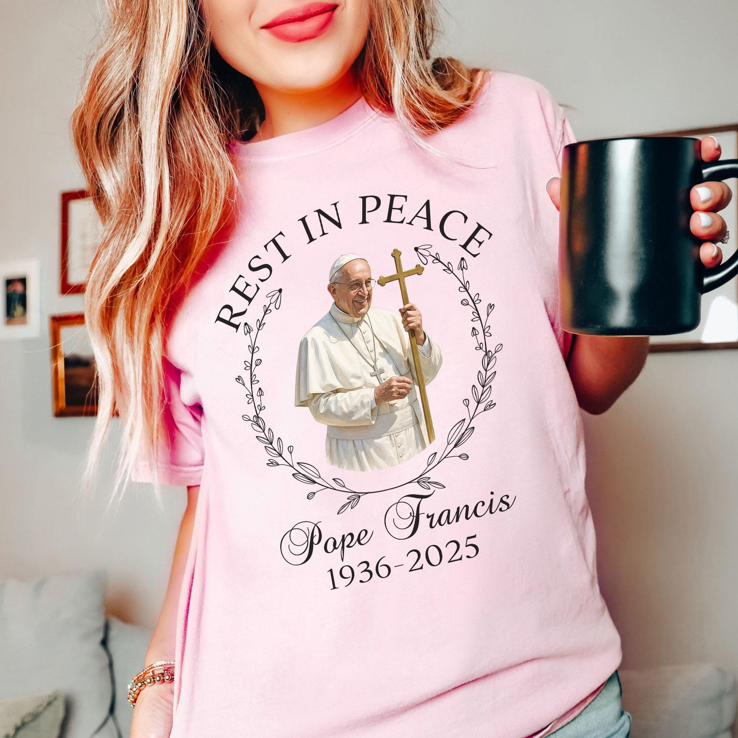 RIP Pope Francis shirt - 1936-2025, Rest In Peace Pope Tribute shirt, Black and White Pope Graphic, Catholic apparel, Pope Memorial shirt