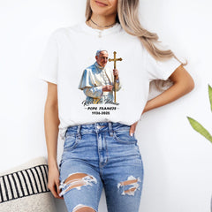 Rest In Peace Pope Francis Sh?rt Pope 1936-2025 Tee Pope Tribute with Cross Long Sleeve Religious Sweater Catholic Shirt