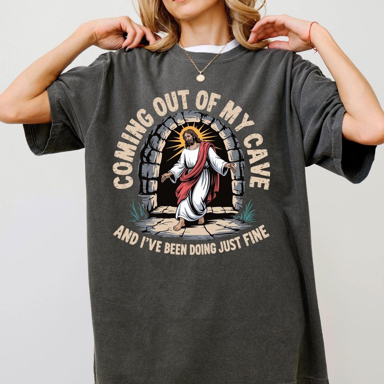 Jesus Coming Out Of My Cave And I'Ve Been Doing Just Fine T-shirt, Christian Rolling Stones Sweatshirt, Easter Christian Gift, He is risen