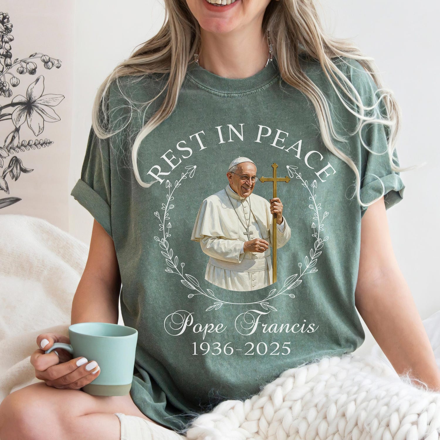 RIP Pope Francis shirt - 1936-2025, Rest In Peace Pope Tribute shirt, Black and White Pope Graphic, Catholic apparel, Pope Memorial shirt