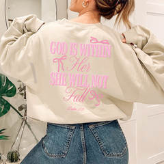 2 sided Pink Christian Hoodie God Is Within Her She Will Not Fall Coquette Christian Hoodie Jesus Hoodie Christian Sweatshirt Christian Bible Verse