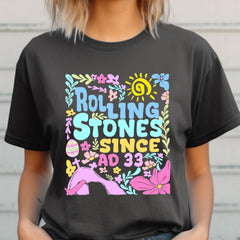 Flower Christian Easter Rolling Stones Shirt, Retro Easter Christian Jesus Shirt, Retro Since AD 33 Shirt, He is Risen Shirt