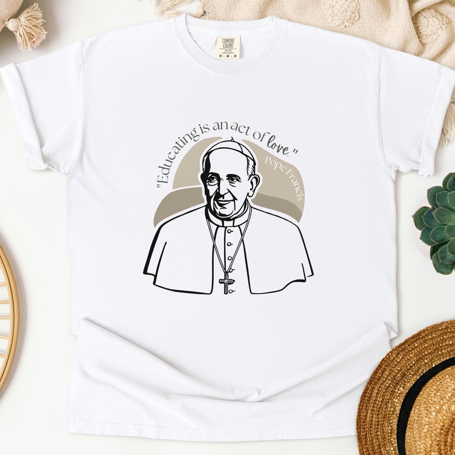 Educating is an act of Love T-shirt, Pope Francis Catholic Tee, Catholic Teacher Gift Shirt, Homeschool Mom gift, Catholic mom shirt