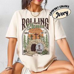 Comfort Colors Rolling Stones T-Shirt, Trendy Easter Clothing, Jesus Christ Shirt, Gift For Christian, Faith-Based Graphic Tee, Gift For Her