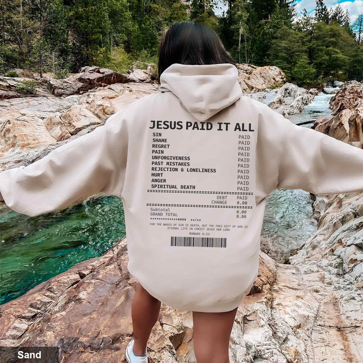 Jesus Paid It All Receipt Hoodie Bible Verse Hoodie Trendy Christian Hoodie Scripture Hoodie Christian Apparel Jesus Faith Based Gift