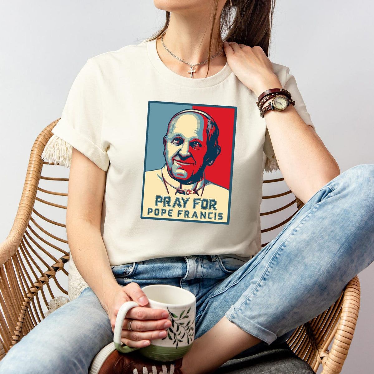 Pray For Pope Francis Graphic T-Shirt, Vintage Style Religious Shirt, Christian Apparel, Perfect, Pope Francis Prayer Sweatshirt