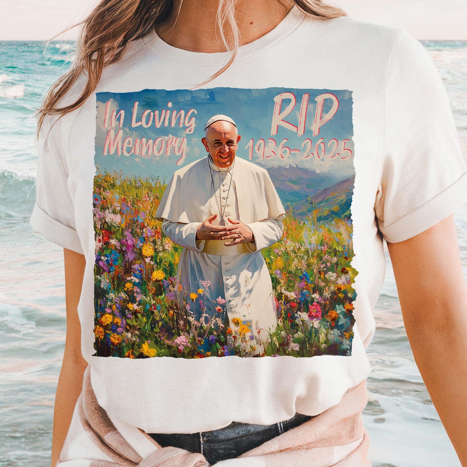 RIP Pope Francis shirt- 1936 2025 - God Bless Pope Francis shirt, In Loving Memory shirt Watercolor shirt