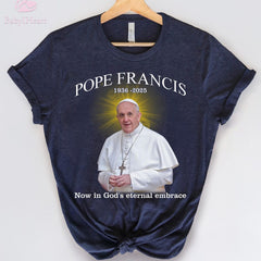 Memorial Pope Francis T-Shirt, Memorial 1936�2025 Tribute, Now in God�s Eternal Embrace Tee, Thank You Father Pope Francis Shirt