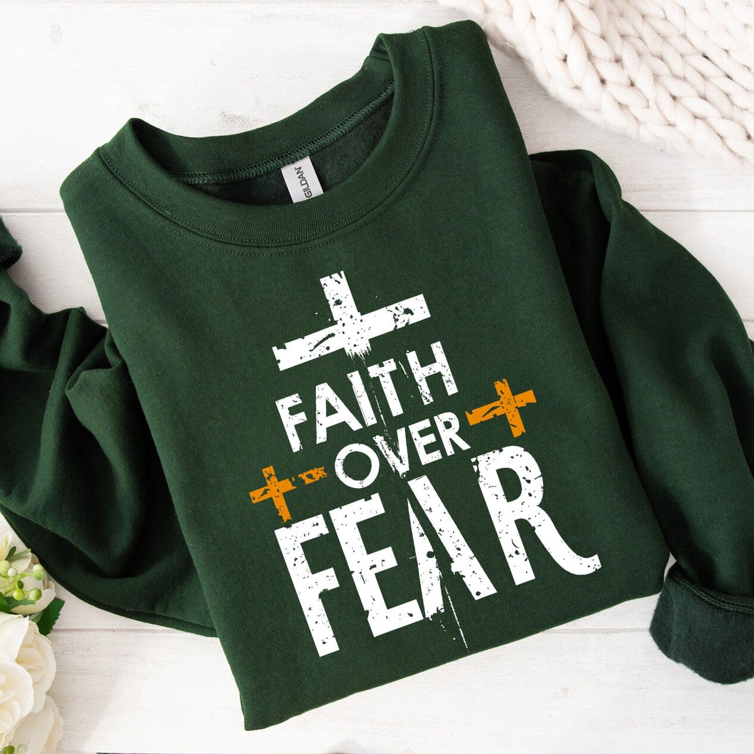 FAITH OVER FEAR shirt, Retro Christian apparel, Mental Health Shirt, Inspirational Quotes shirt