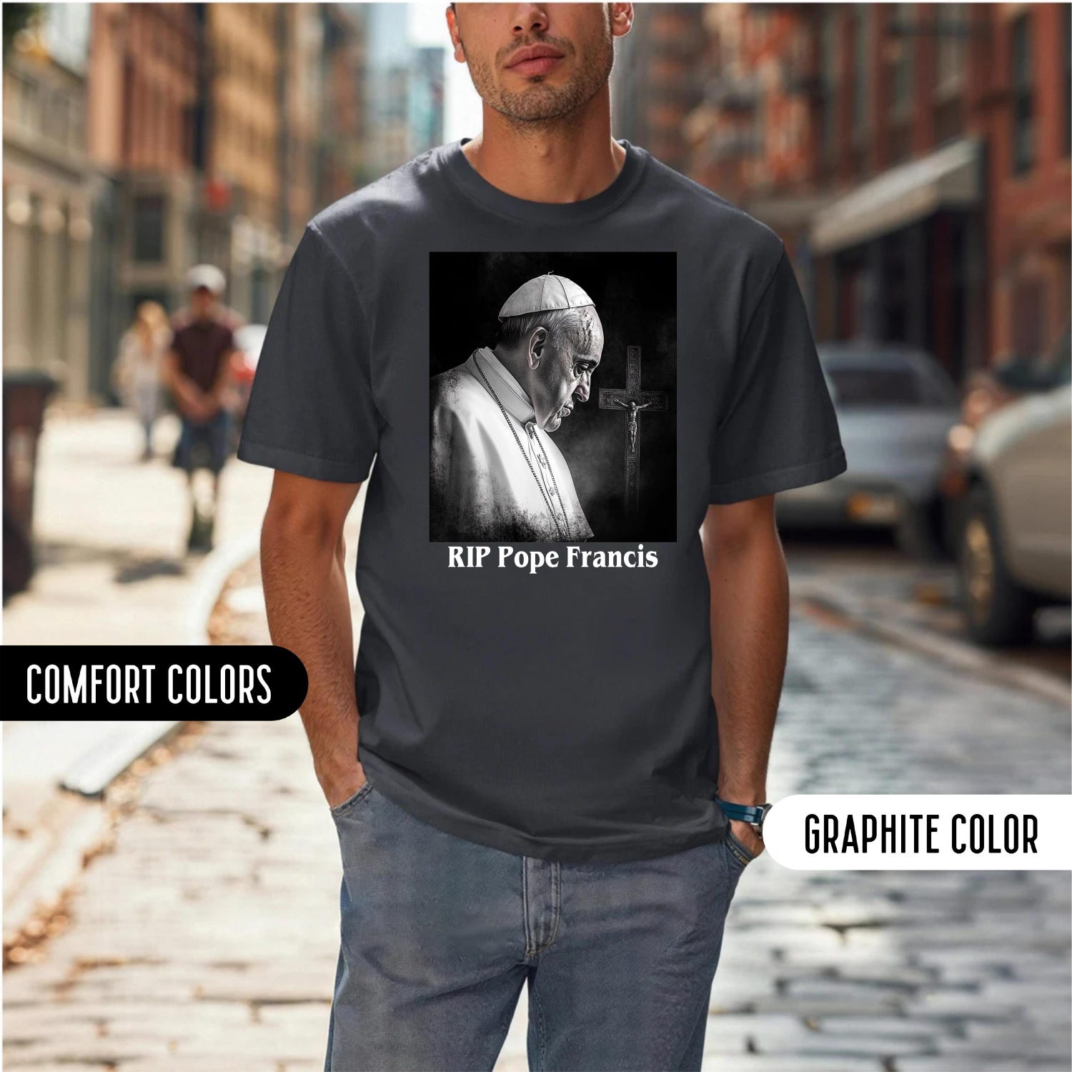 Comfort Colors� Rest In Peace Pope Francis Shirt Catholic Shirt Christian Shirt Vatican Inspired Shirt Rip Pope Francis Catholic Memorial