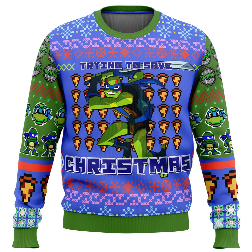 Leonardo Rise of the Teenage Mutant Ninja Turtles Ugly Christmas Sweater