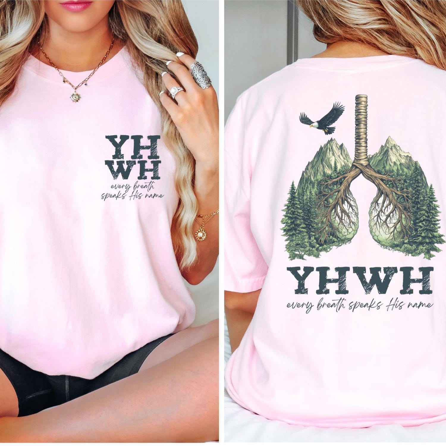 2 sided YHWH Lungs Christian Shirt, Every Breath Speak His Name T-Shirt, Faith Apparel Shirt, YHWH Lungs Shirts, Christian Shirts, Faith Tee