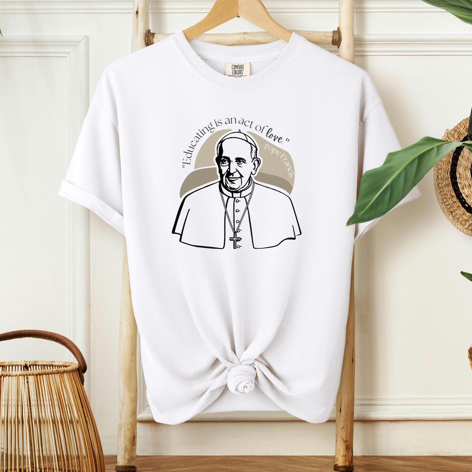 Educating is an act of Love T-shirt, Pope Francis Catholic Tee, Catholic Teacher Gift Shirt, Homeschool Mom gift, Catholic mom shirt