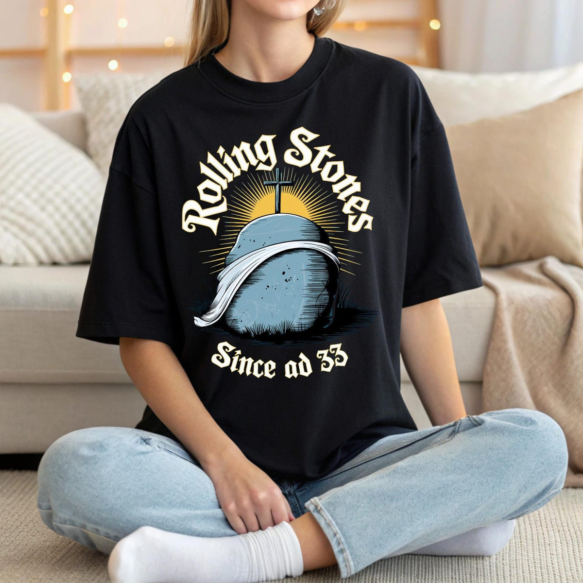 Comfort Colors Jesus Shirt, Rolling Stones Inspired Easter Tee, Trendy Faith Graphic Shirt, Christian Gift for Her, Easter Graphic T-Shirt