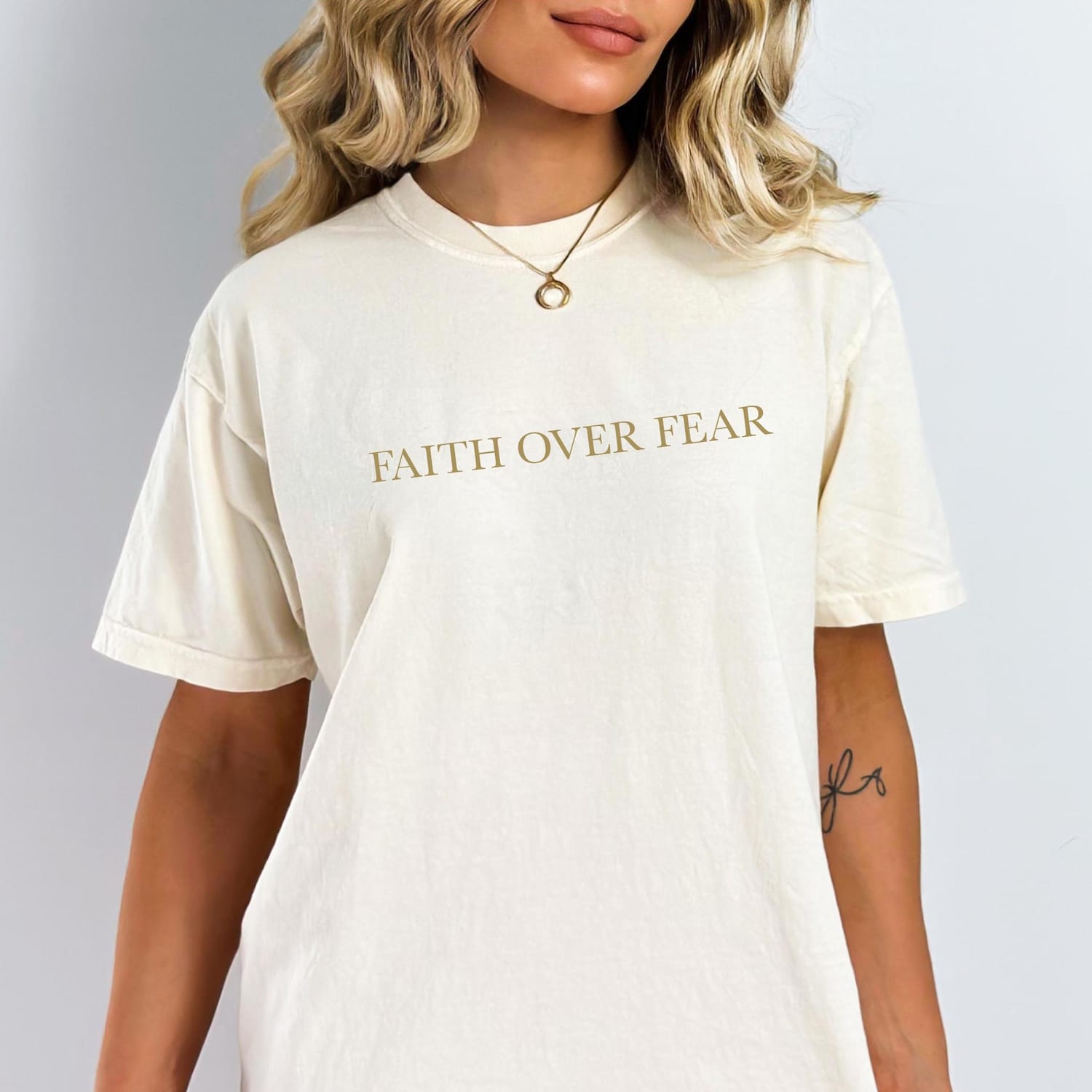 2 sided Faith Over Fear Christian T-Shirt Bible Verse, Aesthetic Christian Shirts, Jesus Tee, Church Shirt, Trendy Tshirt, Religious Faith Shirt
