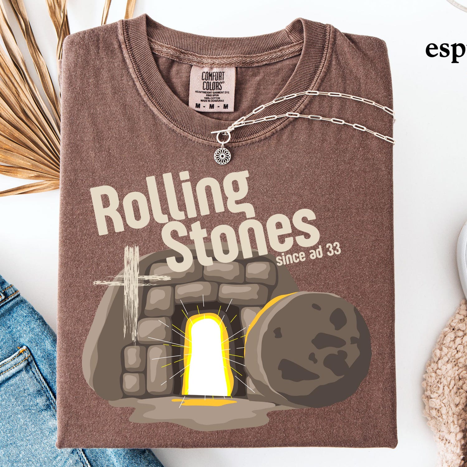 Comfort Colors Rolling Stones T-Shirt, Trendy Easter Clothing, Jesus Christ Shirt, Gift For Christian, Faith-Based Graphic Tee, Gift For Her