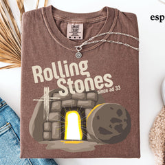 Comfort Colors Rolling Stones T-Shirt, Trendy Easter Clothing, Jesus Christ Shirt, Gift For Christian, Faith-Based Graphic Tee, Gift For Her