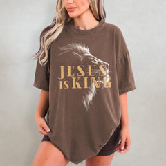 Jesus Is King Shirt - Christianity Comfort Colors T-Shirt, Christian Lion Graphic Tee, Bible Verse T Shirt, Aesthetic Faith Streetwear Gift