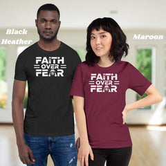 Faith Over Fear Shirt � Bold Modern Christian T-Shirt with Powerful Text Design, Inspirational Scripture Tee for Men & Women
