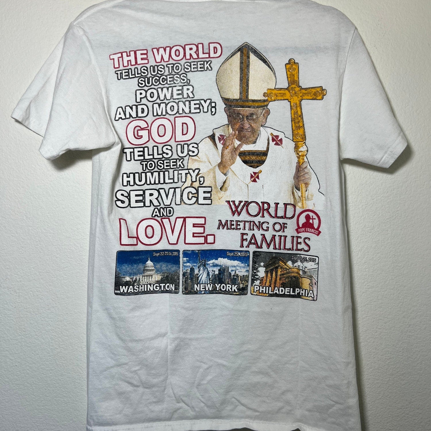 Pope Francis Love is Our Mission United States of America Visit Tour Graphic T-Shirt
