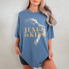 Jesus Is King Shirt - Christianity Comfort Colors T-Shirt, Christian Lion Graphic Tee, Bible Verse T Shirt, Aesthetic Faith Streetwear Gift