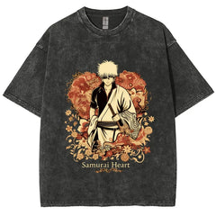 a black t - shirt with a picture of a man in a kimono