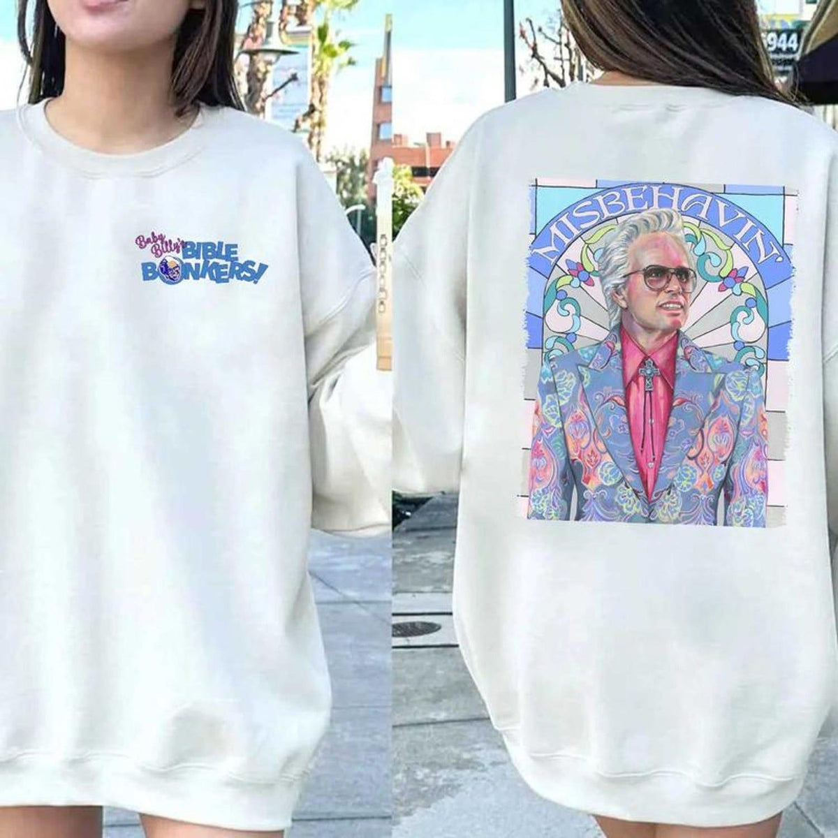 2 sided Uncle Baby Billy Shirt, Go Outside Nerd, Baby Billy Tour 1989, The Righteous Gemstones Movie, Misbehavin Tour Sweatshirt Baby Billy Fan Club