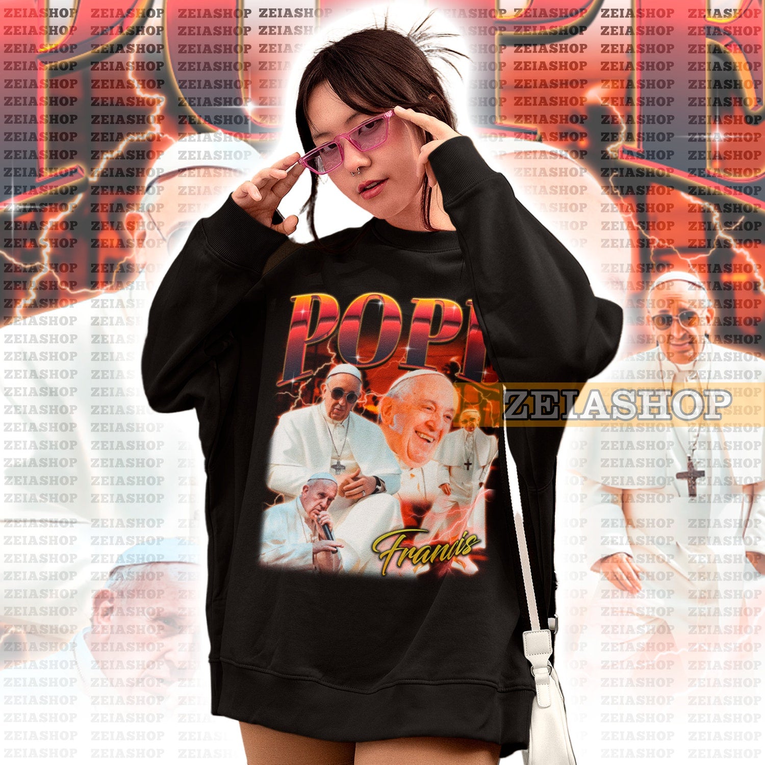 POPE FRANCIS Retro 90s Shirt, Pope Francis Homage, Pope Francis Fan merch, Pope Francis Gift, Pope Francis Sweatshirt, Pope Francis Tee