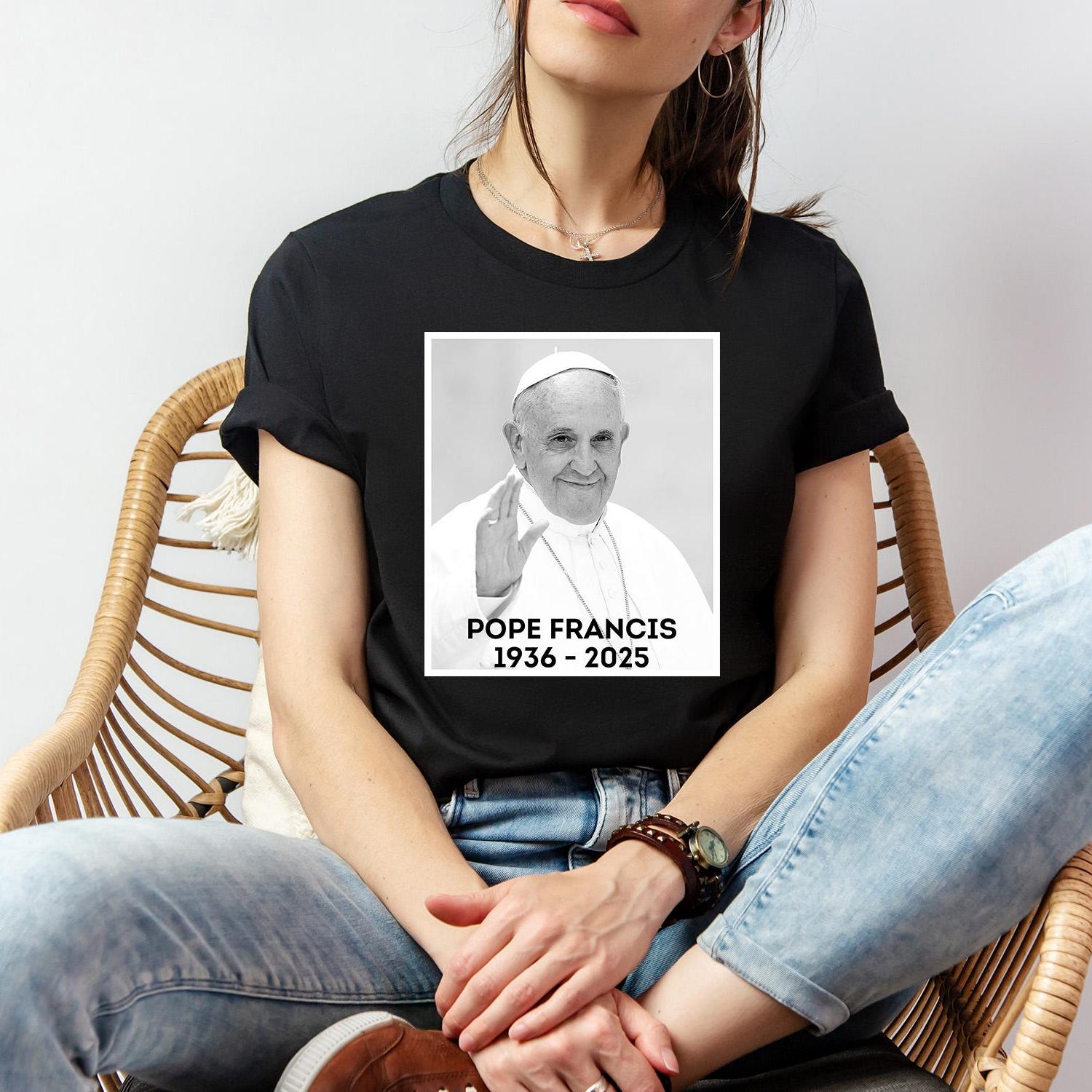 Pope Francis RIP Shirt, Honoring in Loving Memory Pope 1936-2025 Tshirt, Faith Religious Crewneck, Pray for Pop Francis, Remembrance Shirt