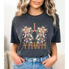 YHWH Sweatshirt Yahweh Hoodie Floral Christian Shirt J281001 Comfort Colors Womenswear Tops