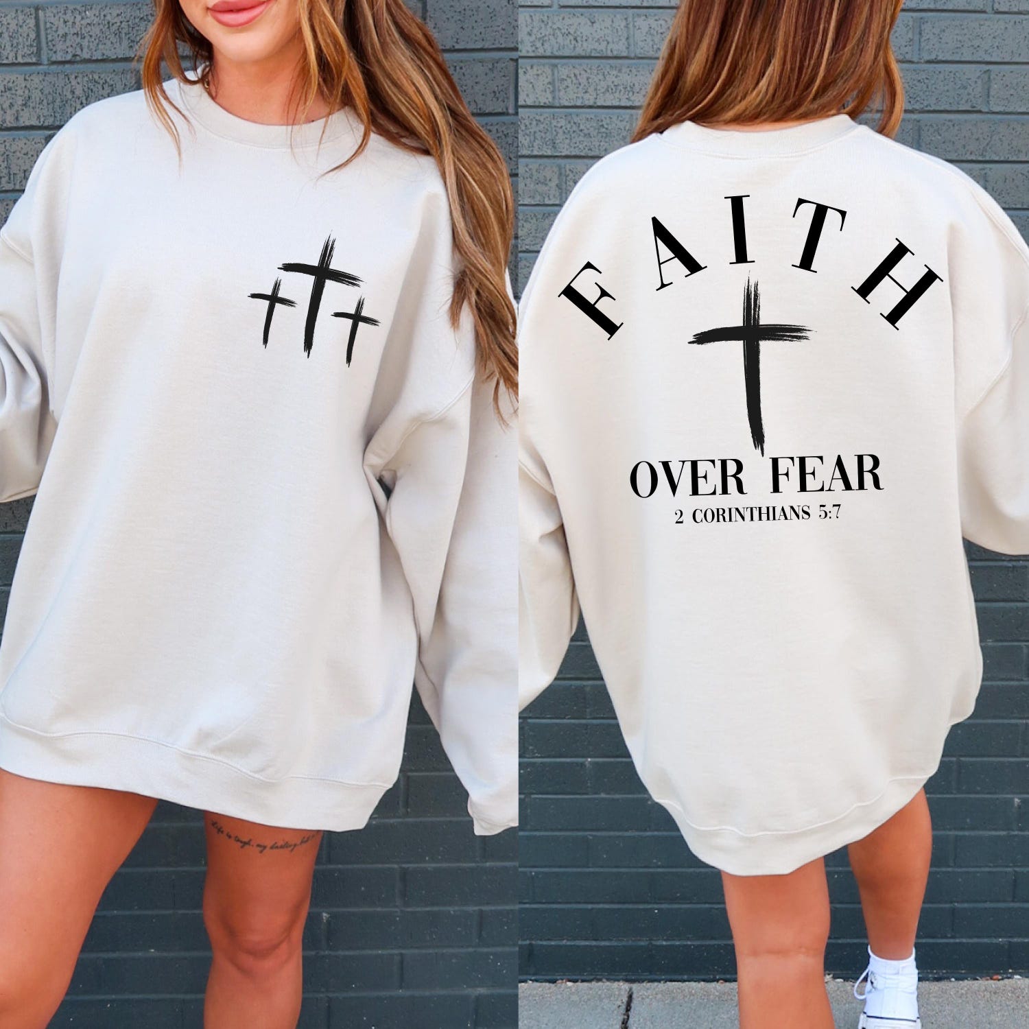 2 sided Faith Over Fear Verse shirt | Christian apparel | Aesthetic Bible Verse Shirt | Bible shirt | Motivational Shirt